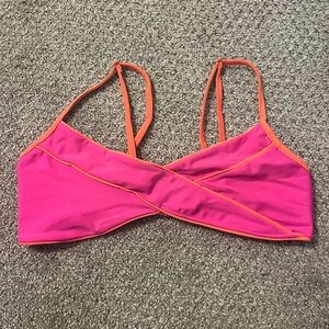 Women's Pink and Orange Bikini Top